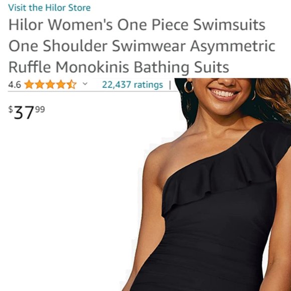 HILOR One Shoulder Asymmetric Ruffle Swimsuit   NEW WITH TAGS! - Picture 15 of 16